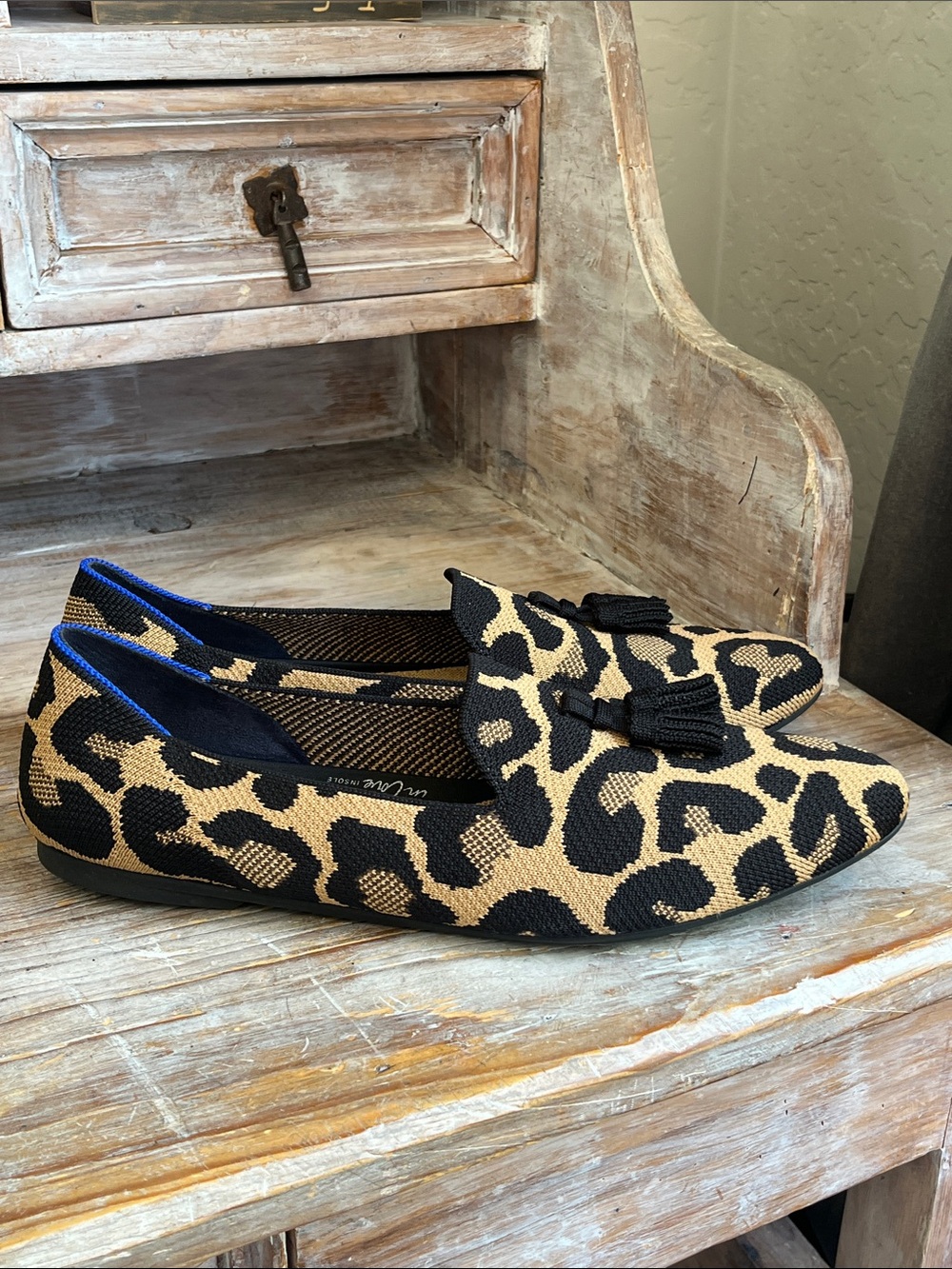 🐆 Rothy's The Almond Tassel Loafers Size 10.5 Desert Cat Leopard Print